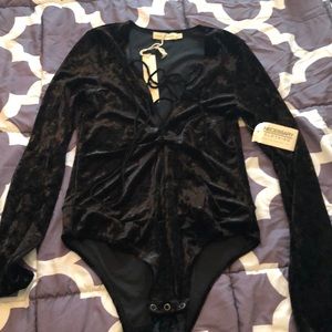 Velvet low cut leotard